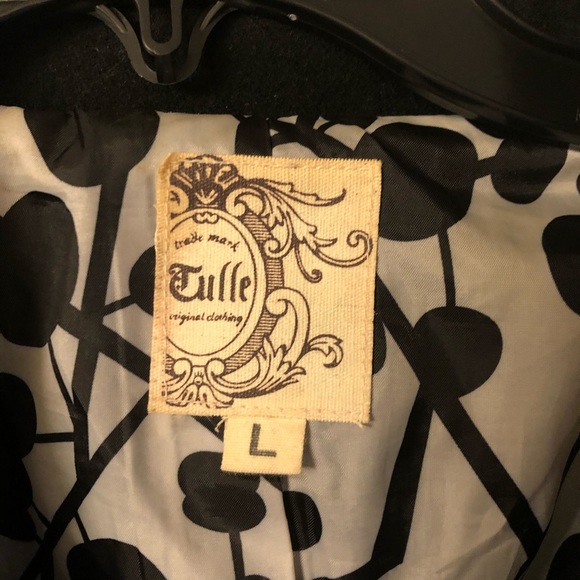 Tulle Long Wool Coat - Picture 3 of 4